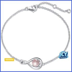 925 Sterling Silver Infinity Birthstone Bracelet Fine Jewelry Gift